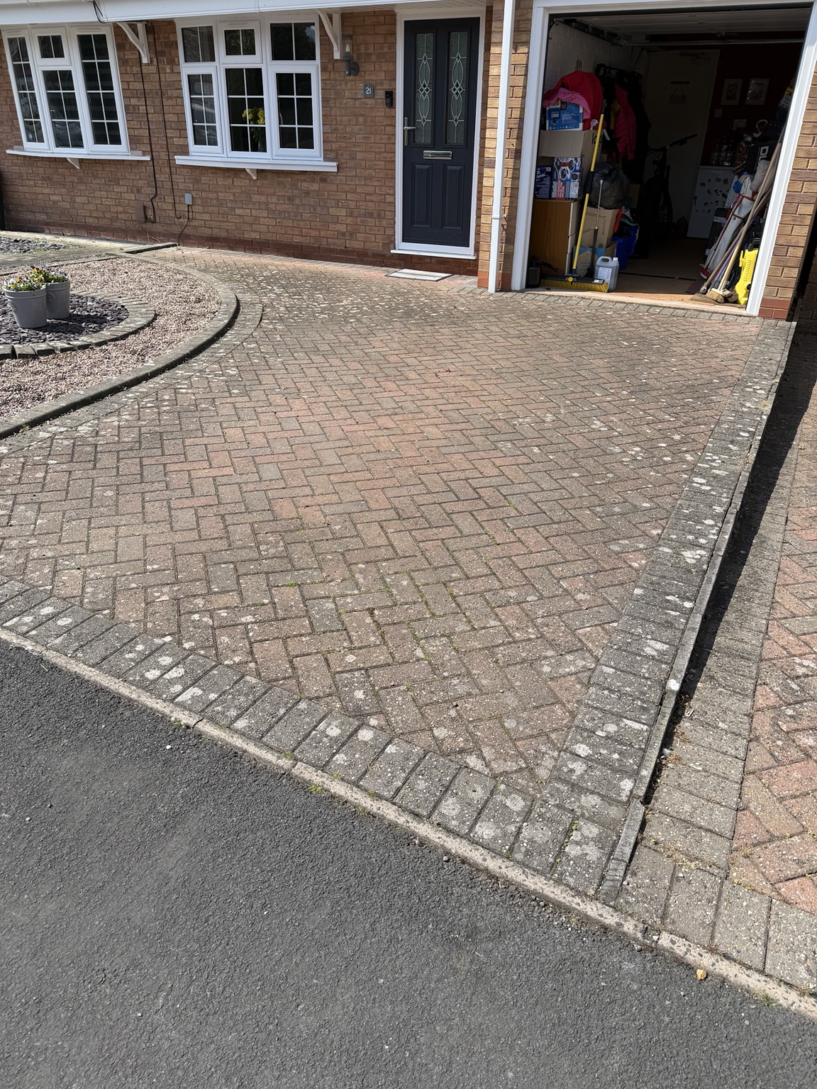 Block paving before professional pressure washing